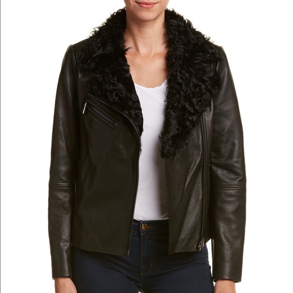 Badgley Mischka Jackets & Blazers - Host pick ✨ new black leather genuine moto jacket